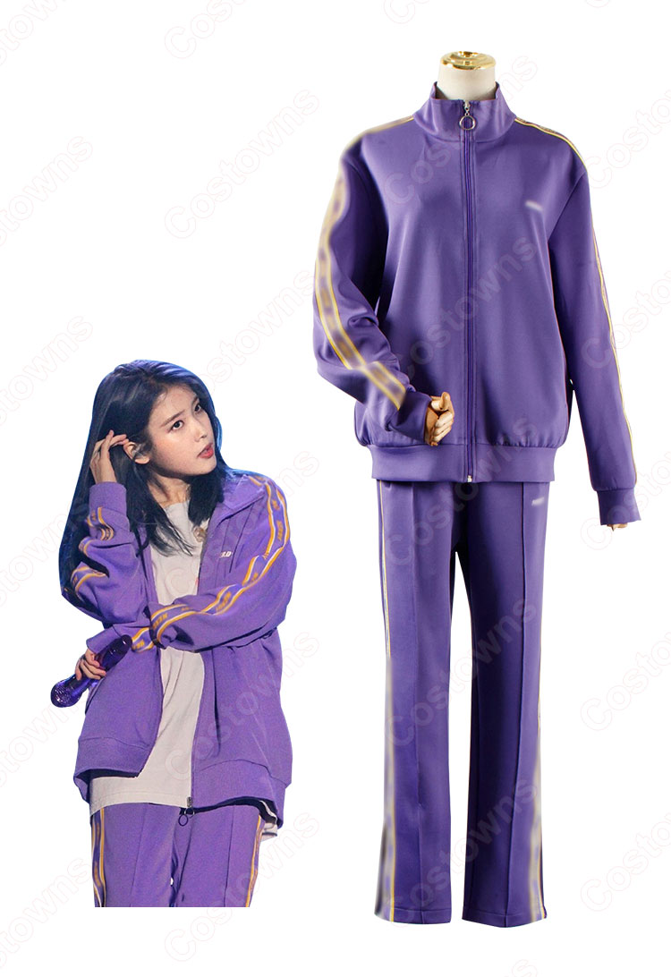 IU（アイユー）風 トラックスーツ上下セット カジュアルパンツ ジャケット（長袖）-4