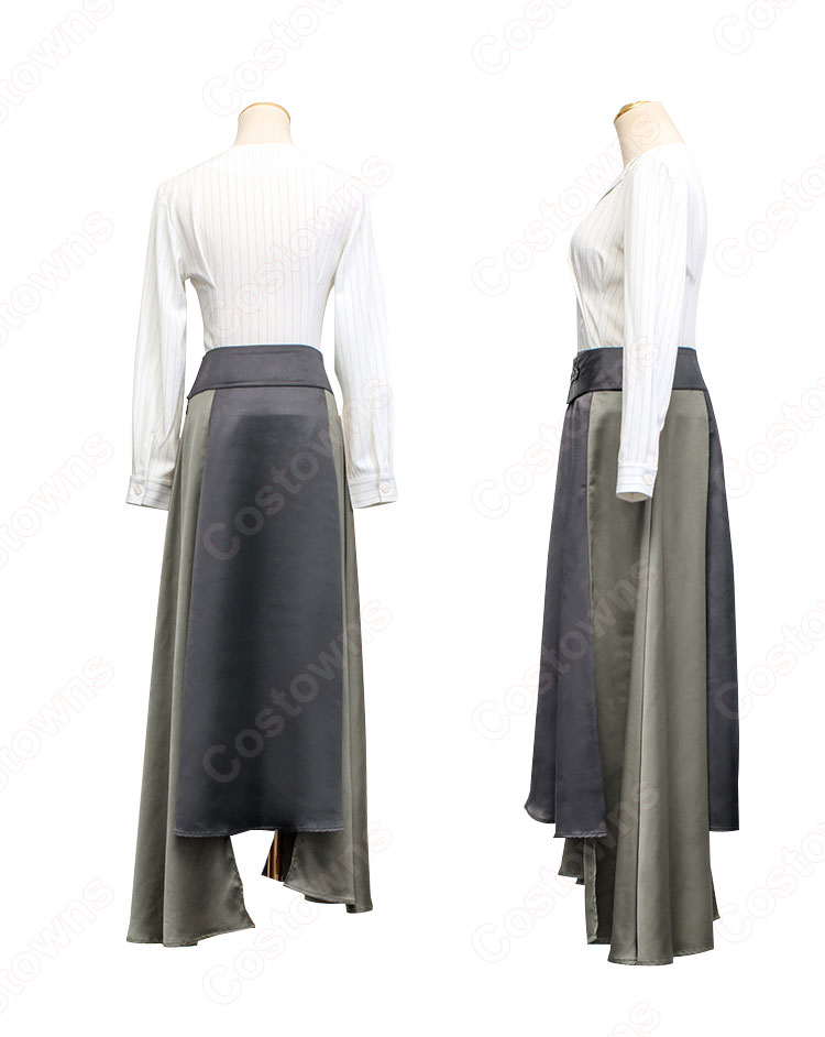 IU(アイユー)風 ストライプシャツ(7分袖) ミディスカート セットアップ 『ホテルデルーナ(호텔 델루나、Hotel Del Luna)』第15話 チャン・マンウォル コスチューム 変装・仮装・コスプレ衣装-4