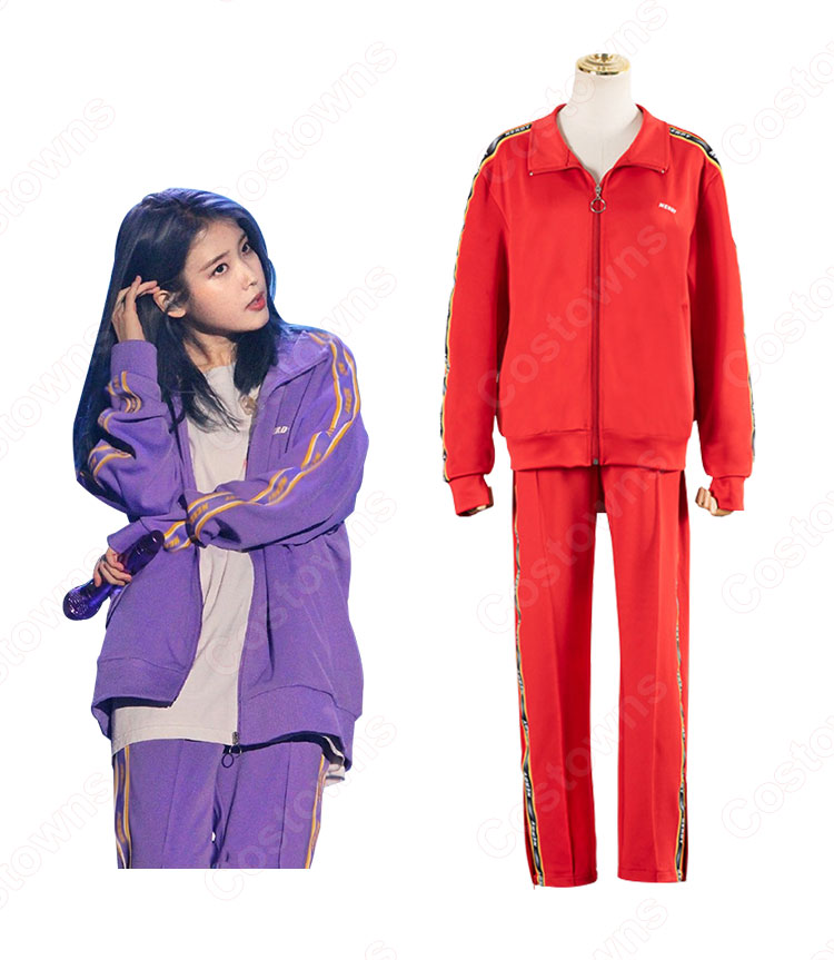 IU（アイユー）風 トラックスーツ上下セット カジュアルパンツ ジャケット（長袖）-7