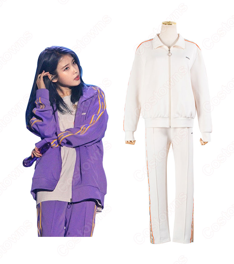 IU（アイユー）風 トラックスーツ上下セット カジュアルパンツ ジャケット（長袖）-9