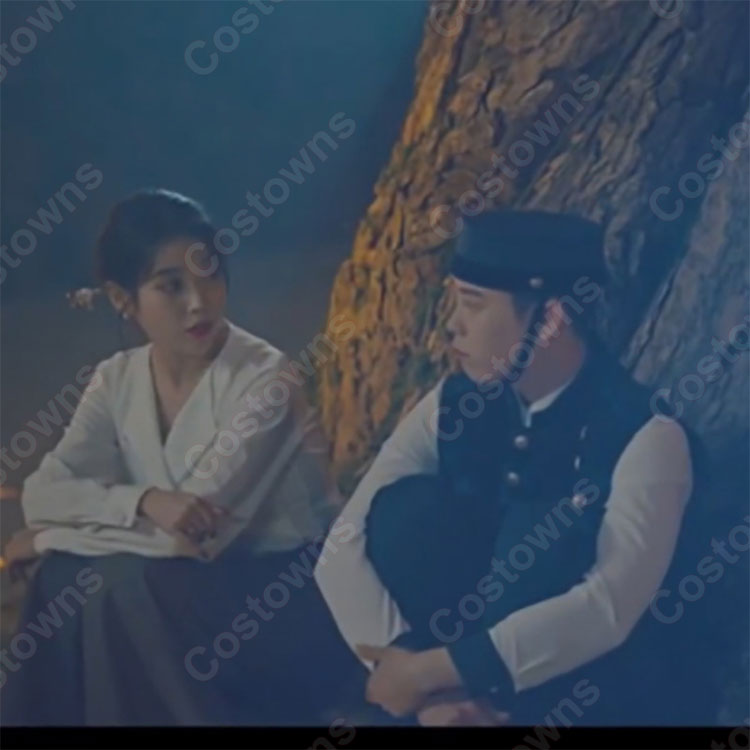 IU(アイユー)風 ストライプシャツ(7分袖) ミディスカート セットアップ 『ホテルデルーナ(호텔 델루나、Hotel Del Luna)』第15話 チャン・マンウォル コスチューム 変装・仮装・コスプレ衣装-1