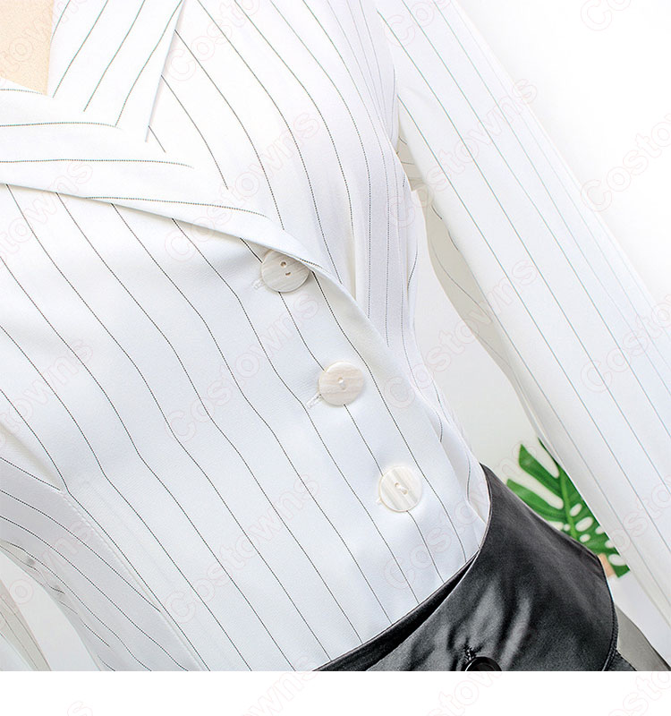 IU(アイユー)風 ストライプシャツ(7分袖) ミディスカート セットアップ 『ホテルデルーナ(호텔 델루나、Hotel Del Luna)』第15話 チャン・マンウォル コスチューム 変装・仮装・コスプレ衣装-12