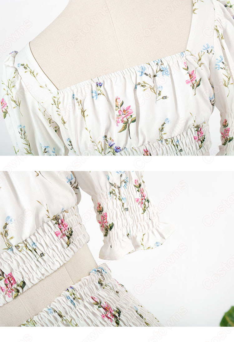 BLACKPINK（ブラック・ピンク） ロゼ（로제、 ROSÉ、Rose）風 衣装 花柄 ブラウス（ 半袖） スカート 上下 セット-13