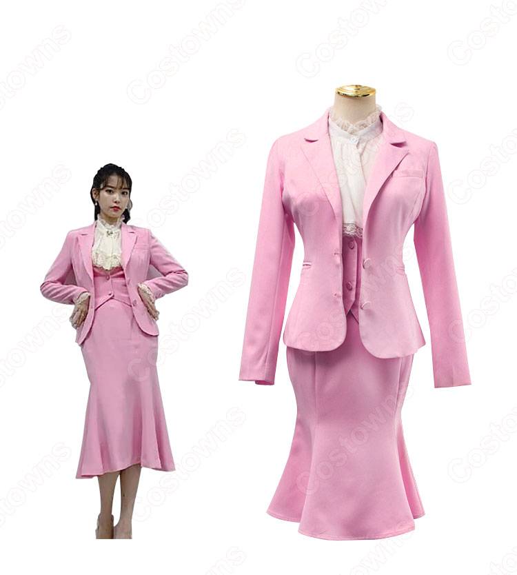 チャン・マンウォル(IU/アイユー)風 スーツ(いピンク / 長袖)ミディスカート 『ホテルデルーナ(호텔 델루나、Hotel Del Luna)』第5話 コスチューム 変装・仮装・コスプレ衣装-2