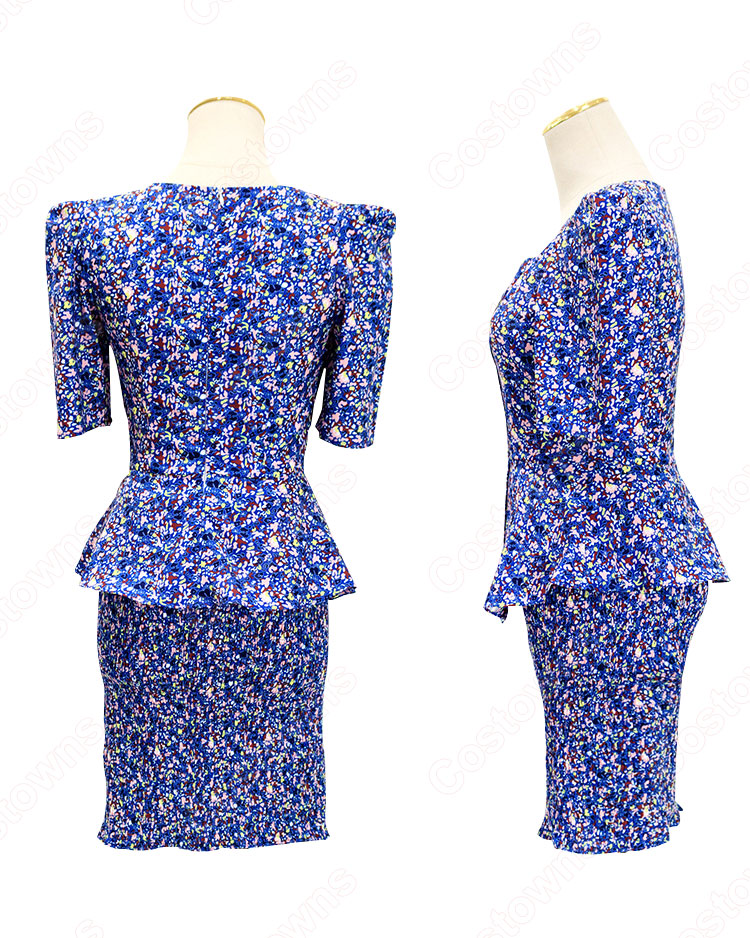 IU（アイユー）風 フローラルプリント シャツ(半袖 / スリムウエスト / スクエアカラー) ハーフスカート セットアップ 『ホテルデルーナ(호텔 델루나、Hotel Del Luna)』第7話 チャン・マンウォル コスチューム 変装・仮装・コスプレ衣装-3