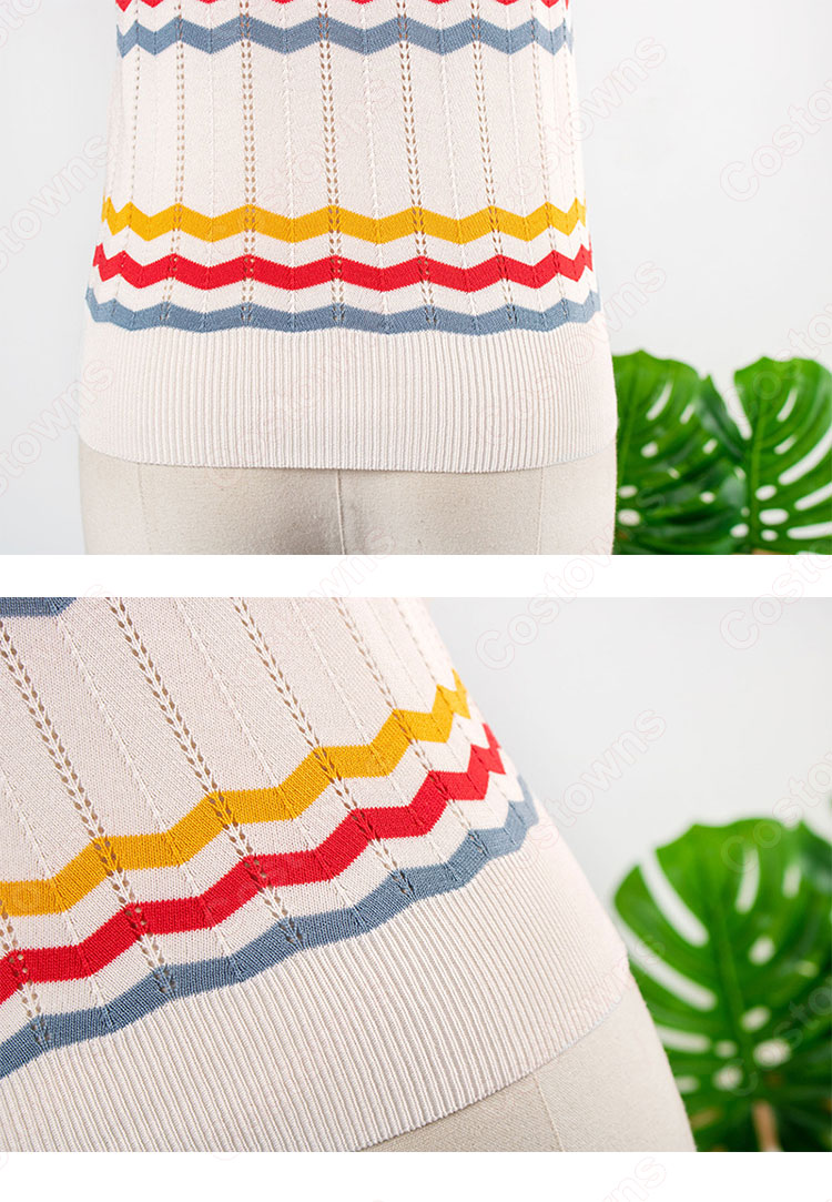 IU(アイユー)風 ストライプシャツ ニット・セーター(カーディガン / ノースリーブ )-12