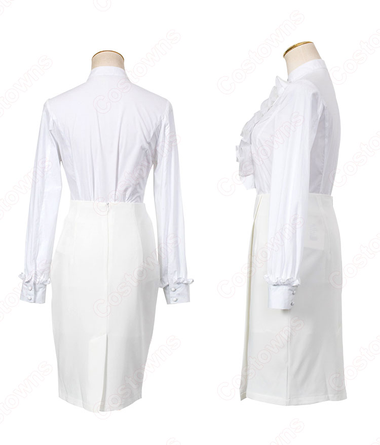 チャン・マンウォル(IU / アイユー)風 シャツ (ホワイト / 長袖)ハーフスカート 『ホテルデルーナ(호텔 델루나、Hotel Del Luna)』第12話 コスチューム 変装・仮装・コスプレ衣装-4