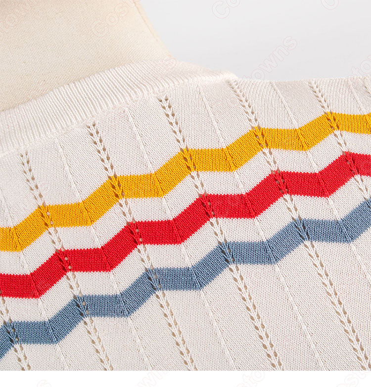 IU(アイユー)風 ストライプシャツ ニット・セーター(カーディガン / ノースリーブ )-10