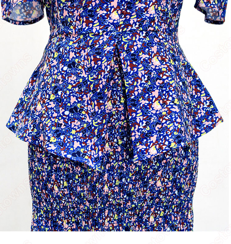 IU（アイユー）風 フローラルプリント シャツ(半袖 / スリムウエスト / スクエアカラー) ハーフスカート セットアップ 『ホテルデルーナ(호텔 델루나、Hotel Del Luna)』第7話 チャン・マンウォル コスチューム 変装・仮装・コスプレ衣装-6