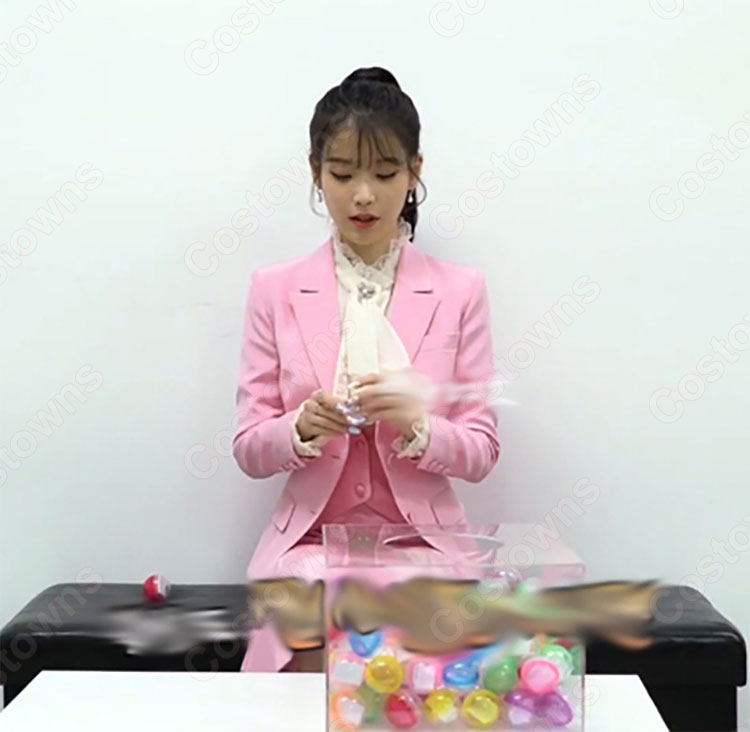 チャン・マンウォル(IU/アイユー)風 スーツ(いピンク / 長袖)ミディスカート 『ホテルデルーナ(호텔 델루나、Hotel Del Luna)』第5話 コスチューム 変装・仮装・コスプレ衣装-1