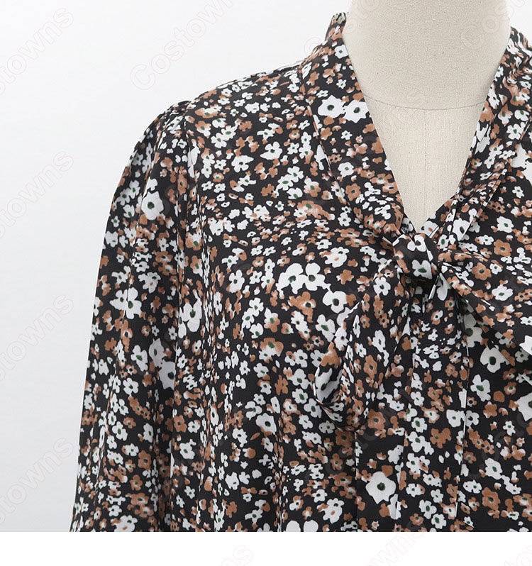 石原 さとみ(いしはら さとみ)風 花柄ボウタイワンピース 「石原さとみのすっぴん旅inスペイン ~世界一おいしい街で見せた女優の素顔~」 石原さとみさんがテレビ番組で私服として-5