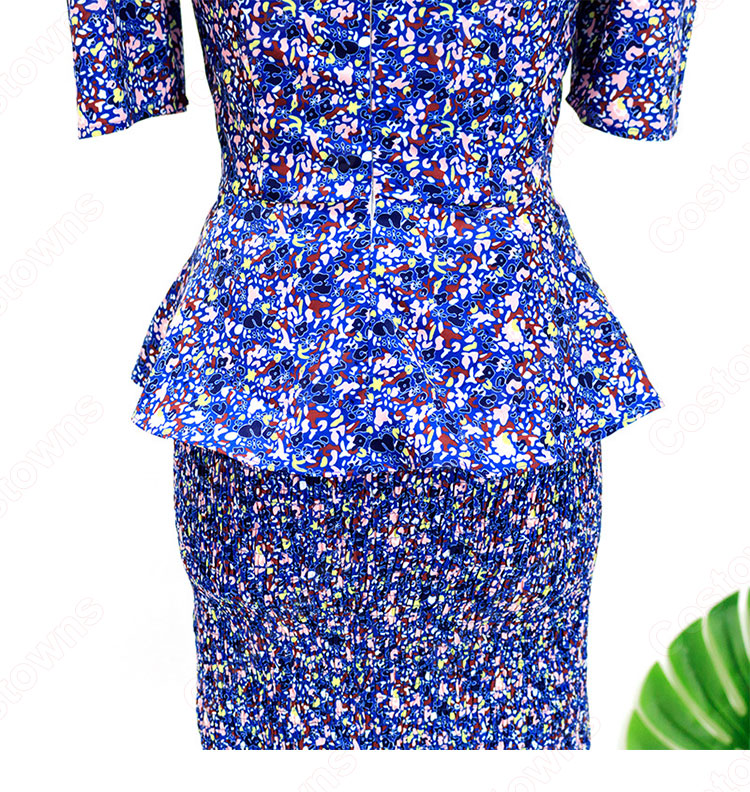 IU（アイユー）風 フローラルプリント シャツ(半袖 / スリムウエスト / スクエアカラー) ハーフスカート セットアップ 『ホテルデルーナ(호텔 델루나、Hotel Del Luna)』第7話 チャン・マンウォル コスチューム 変装・仮装・コスプレ衣装-12