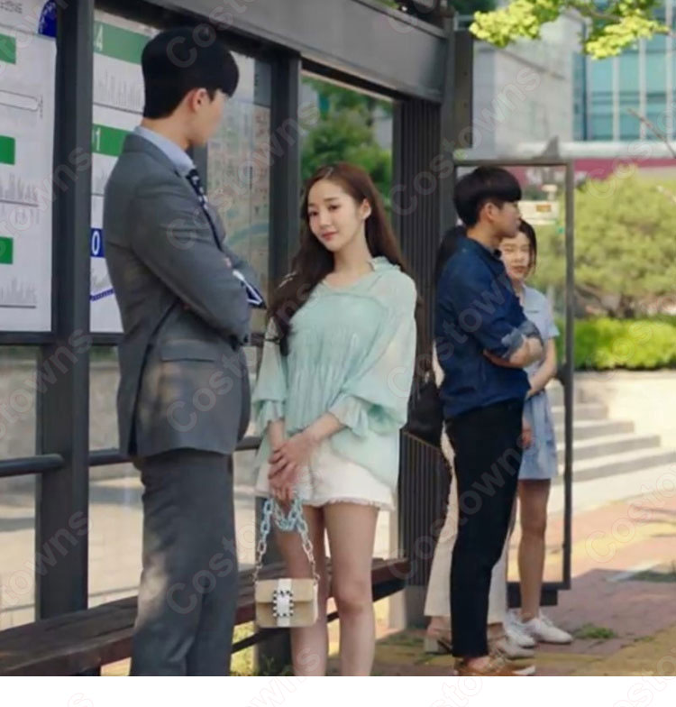 キム・ミソ（パク・ミニョン）風 シフォン シャツ（青/長袖） 「キム秘書はいったい、なぜ?」衣装-1