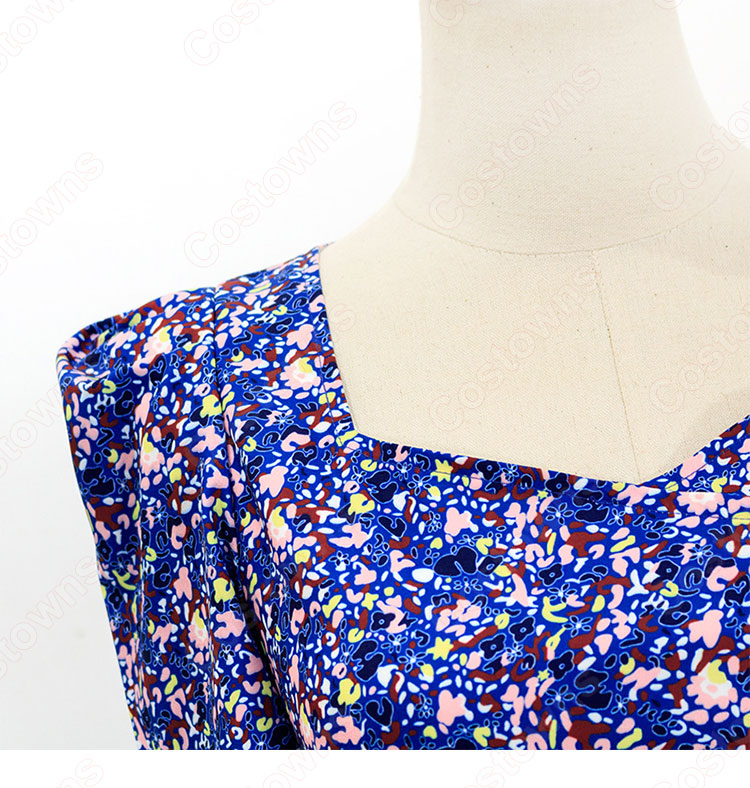 IU（アイユー）風 フローラルプリント シャツ(半袖 / スリムウエスト / スクエアカラー) ハーフスカート セットアップ 『ホテルデルーナ(호텔 델루나、Hotel Del Luna)』第7話 チャン・マンウォル コスチューム 変装・仮装・コスプレ衣装-5