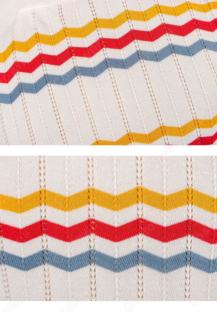 IU(アイユー)風 ストライプシャツ ニット・セーター(カーディガン / ノースリーブ )-11