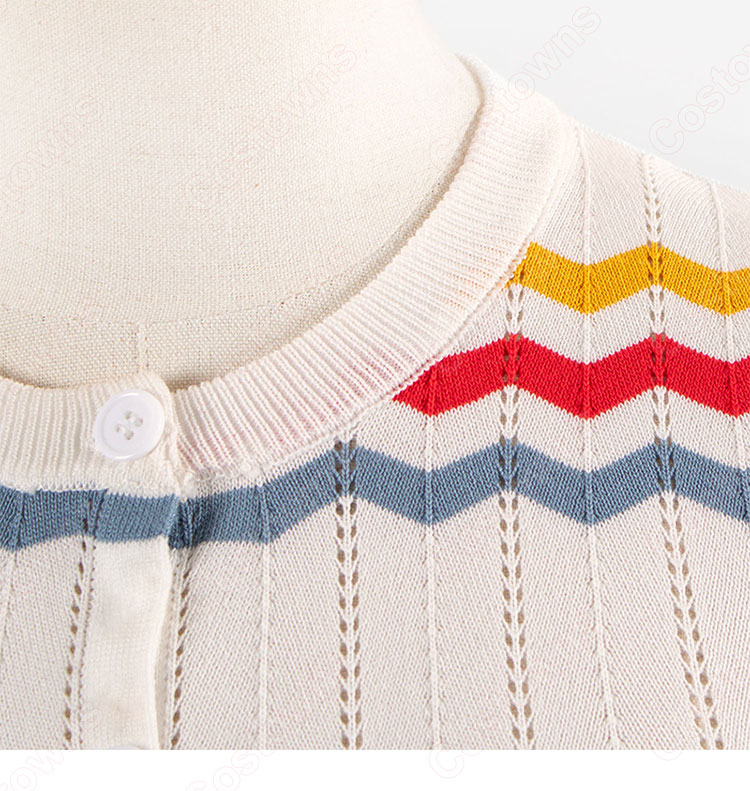 IU(アイユー)風 ストライプシャツ ニット・セーター(カーディガン / ノースリーブ )-6