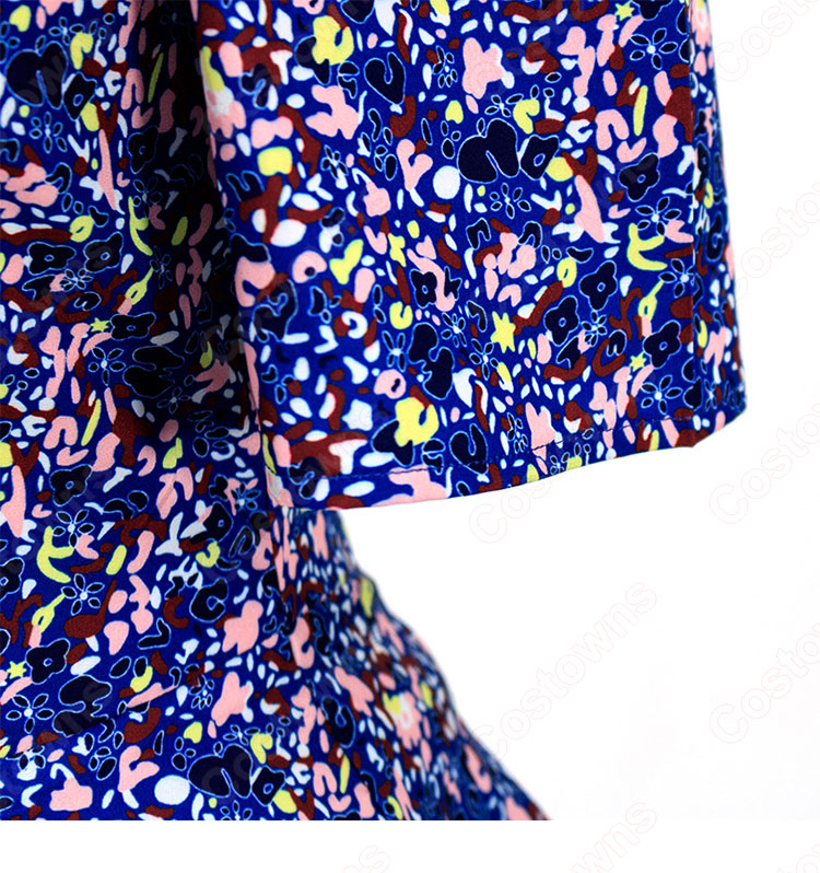 IU（アイユー）風 フローラルプリント シャツ(半袖 / スリムウエスト / スクエアカラー) ハーフスカート セットアップ 『ホテルデルーナ(호텔 델루나、Hotel Del Luna)』第7話 チャン・マンウォル コスチューム 変装・仮装・コスプレ衣装-9