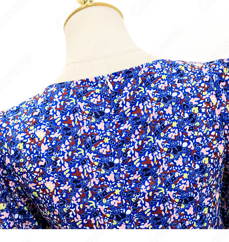 IU（アイユー）風 フローラルプリント シャツ(半袖 / スリムウエスト / スクエアカラー) ハーフスカート セットアップ 『ホテルデルーナ(호텔 델루나、Hotel Del Luna)』第7話 チャン・マンウォル コスチューム 変装・仮装・コスプレ衣装-11