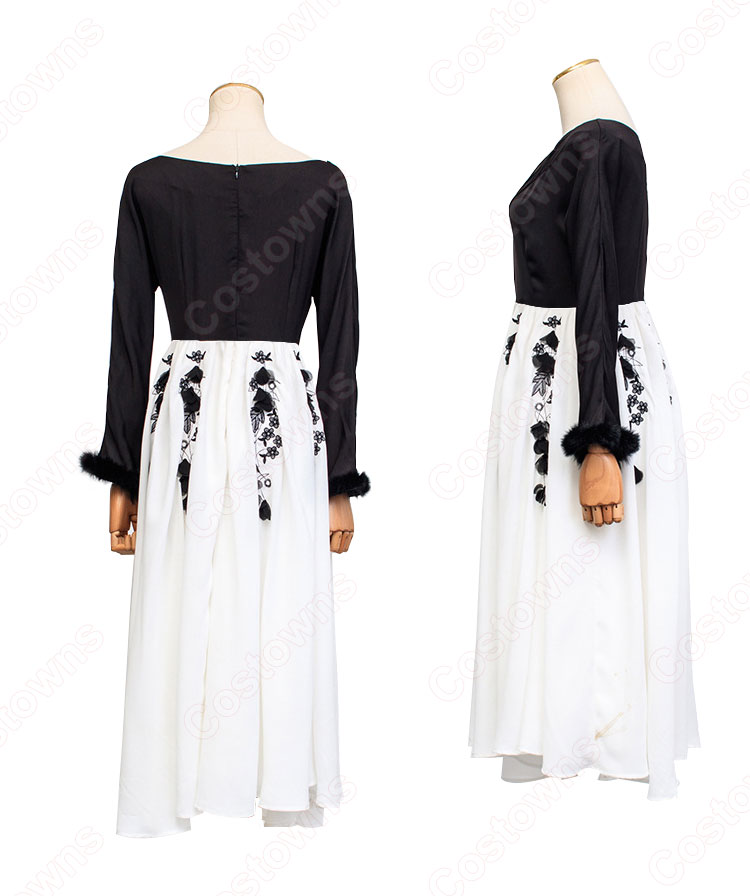 IU(アイユー)風衣装 シャツ(長袖 / 濃い緑) かわいいフレアスカート(黒い花の刺繍) 花柄の切替ワンピース 『ホテルデルーナ(호텔 델루나、Hotel Del Luna)』第10話 チャン・マンウォル コスチューム 変装・仮装・コスプレ衣装-5