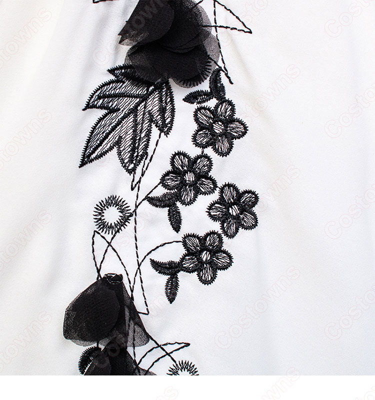 IU(アイユー)風衣装 シャツ(長袖 / 濃い緑) かわいいフレアスカート(黒い花の刺繍) 花柄の切替ワンピース 『ホテルデルーナ(호텔 델루나、Hotel Del Luna)』第10話 チャン・マンウォル コスチューム 変装・仮装・コスプレ衣装-16