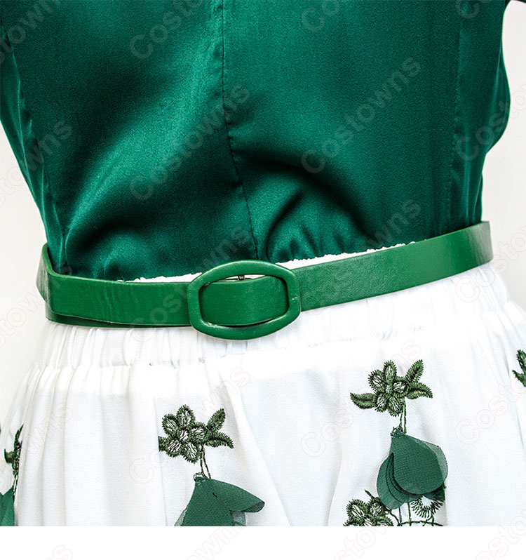 IU(アイユー)風衣装 シャツ(長袖 / 濃い緑) かわいいフレアスカート(黒い花の刺繍) 花柄の切替ワンピース 『ホテルデルーナ(호텔 델루나、Hotel Del Luna)』第10話 チャン・マンウォル コスチューム 変装・仮装・コスプレ衣装-11