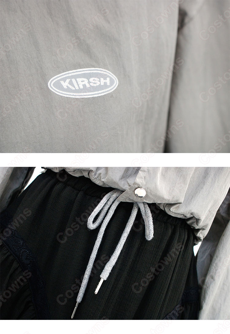 キム・ヒョナ（金泫雅、김현아、Kim Hyun Ah ）風 衣装 シャツ（グレー / シングルブレスト / 長袖 ） ケーキ スカート（ハイウエスト / 黑）-7