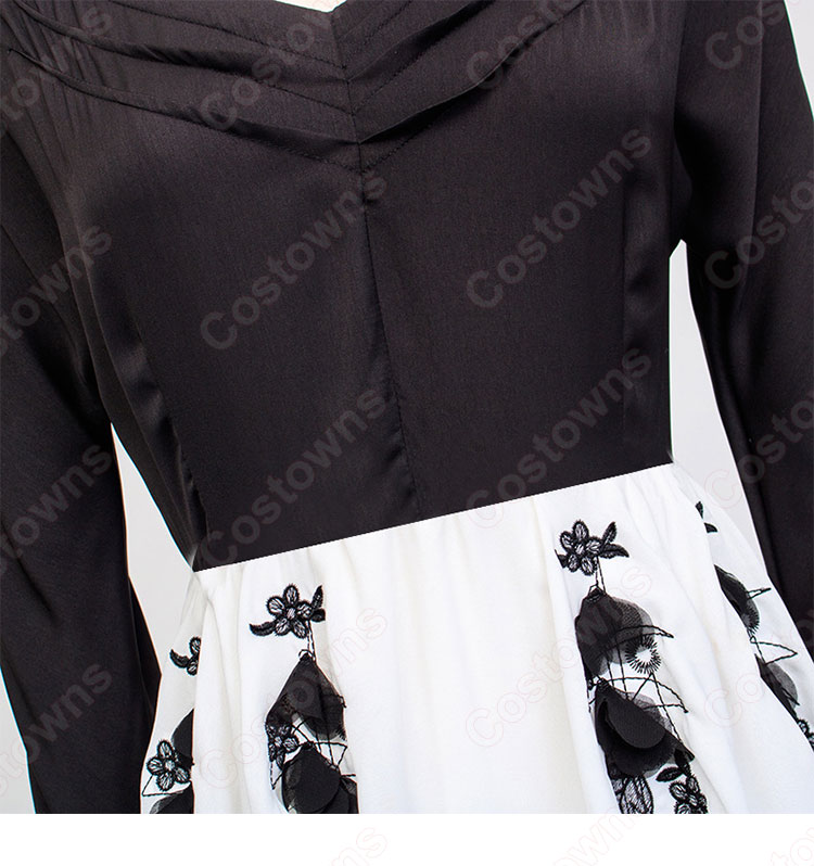 IU(アイユー)風衣装 シャツ(長袖 / 濃い緑) かわいいフレアスカート(黒い花の刺繍) 花柄の切替ワンピース 『ホテルデルーナ(호텔 델루나、Hotel Del Luna)』第10話 チャン・マンウォル コスチューム 変装・仮装・コスプレ衣装-15