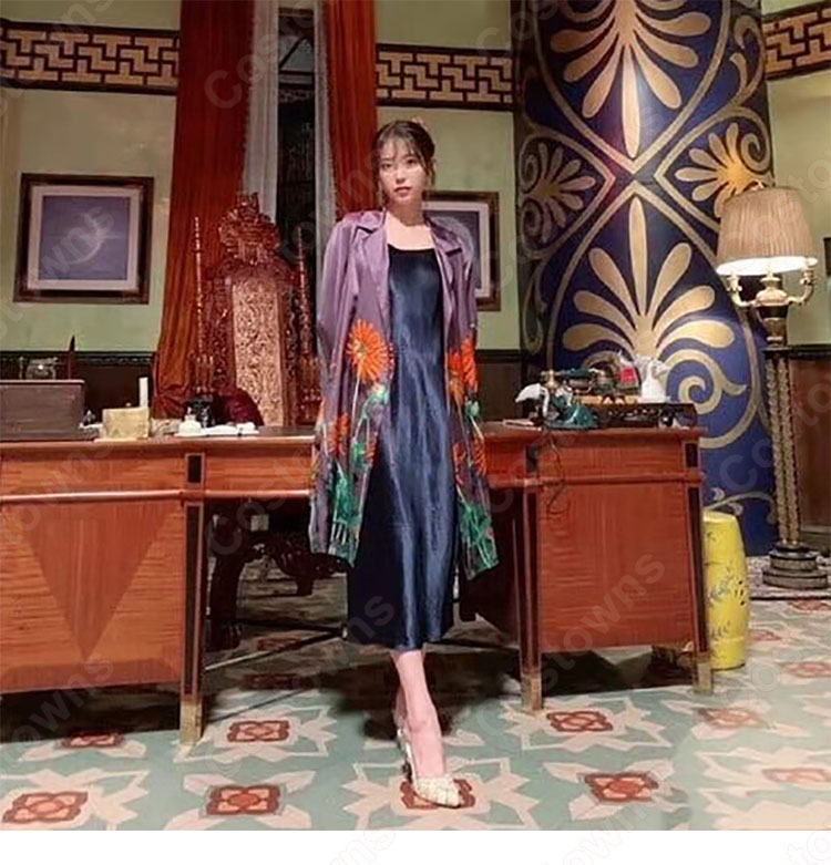 IU（アイユー）風 ひまわりプリント ガウンコート（長袖） 『ホテルデルーナ～月明かりの恋人～(호텔 델루나、Hotel Del Luna)』第15話 コスチューム 変装・仮装・コスプレ衣装-2