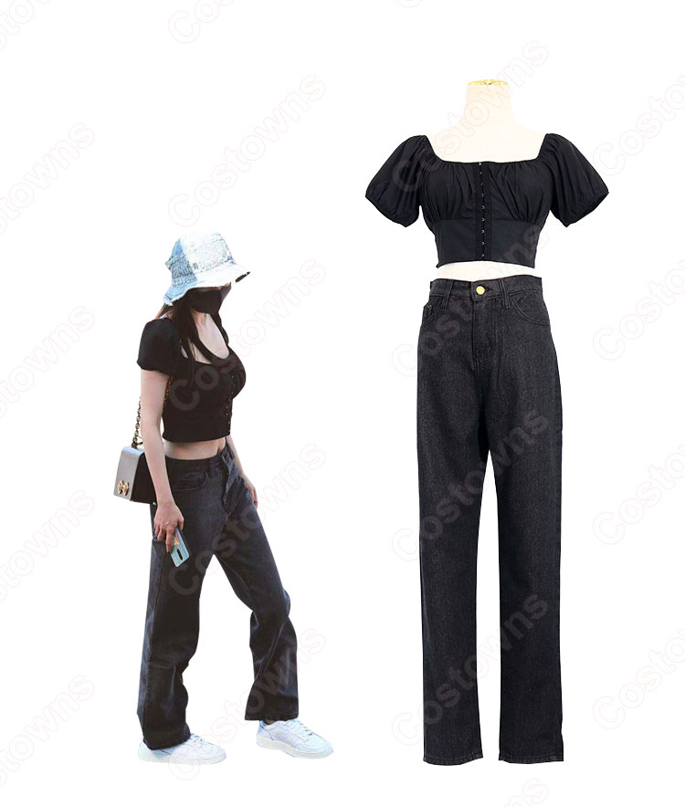 ジョイ (Red Velvet)風 ロングパンツ(ダークグレー)Joy アイドル 衣装-2