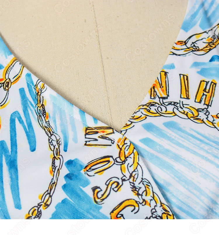 IU(アイユー)風 プリント ワンピース(Vネック / 長袖 / ハイウエスト / ロングスカート / 蝶結び) OL通勤 衣装 『ホテルデルーナ~月明かりの恋人~(호텔 델루나、Hotel Del Luna)』第11話 コスチューム 変装・仮装・コスプレ衣装-5