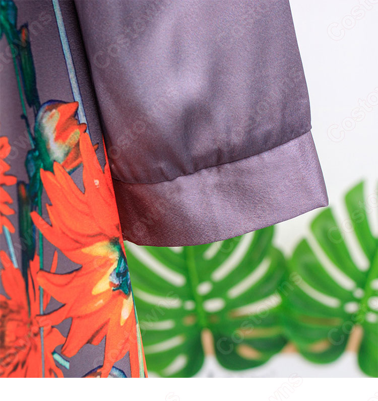 IU（アイユー）風 ひまわりプリント ガウンコート（長袖） 『ホテルデルーナ～月明かりの恋人～(호텔 델루나、Hotel Del Luna)』第15話 コスチューム 変装・仮装・コスプレ衣装-8