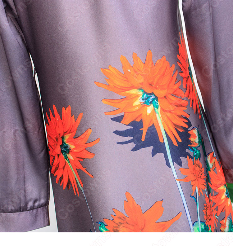 IU（アイユー）風 ひまわりプリント ガウンコート（長袖） 『ホテルデルーナ～月明かりの恋人～(호텔 델루나、Hotel Del Luna)』第15話 コスチューム 変装・仮装・コスプレ衣装-12