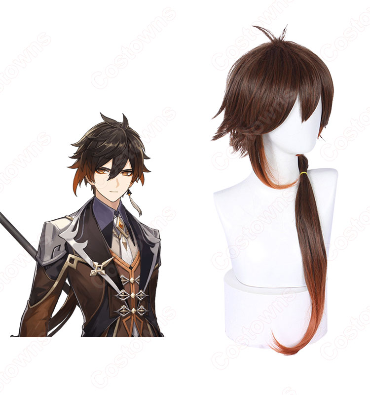 鍾離(ショウリ) 耐熱 コスプレウィッグ 『原神 Genshin』 コスプレ用 wig 通販-5