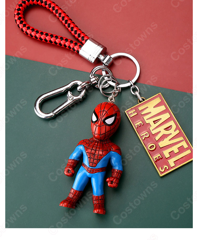 アベンジャーズ キーチェーン 人形 バックパックペンダントカーキーホルダー屋内ペンダントブラックパンサー スパイダーマン  アイアンマン Mark1 かわいい漫画アニメーションクリエイティブギフ-3