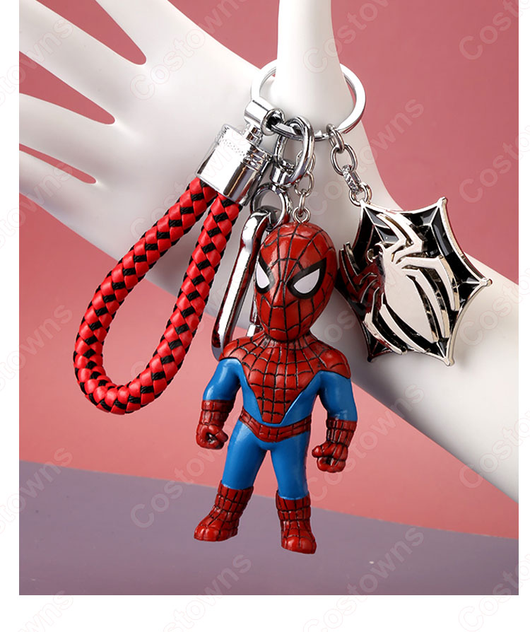 スパイダーマン  キーチェーン 人形 バックパックペンダントカーキーホルダー屋内ペンダントマーベル アベンジャーズ かわいい漫画アニメーションクリエイティブギフト-5