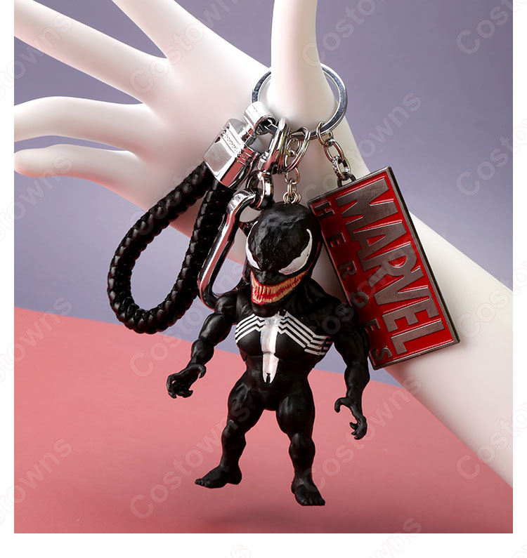 ヴェノム キーチェーン 人形 バックパックペンダントカーキーホルダー屋内ペンダントマーベル アベンジャーズ かわいい漫画アニメーションクリエイティブギフト-13
