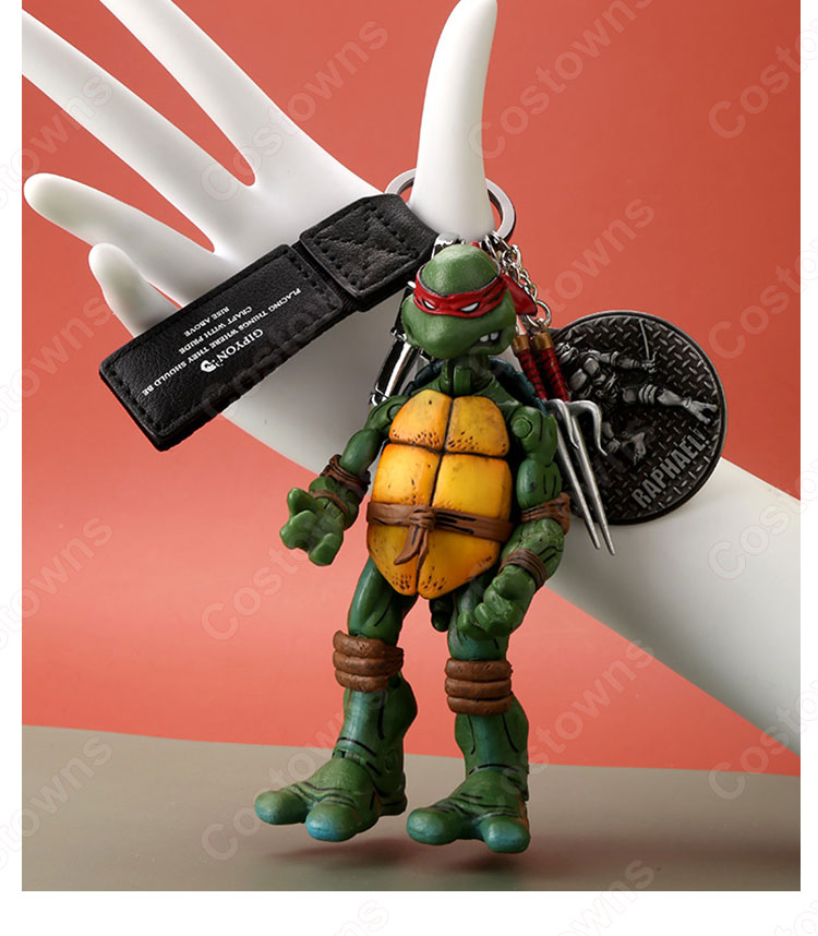 ティーンエイジ・ミュータント・ニンジャ・タートルズ キーチェーン 人形 バックパックペンダントカーキーホルダー屋内ペンダント ミュータント タートルズ かわいい漫画アニメーションクリエイティブギフト-12
