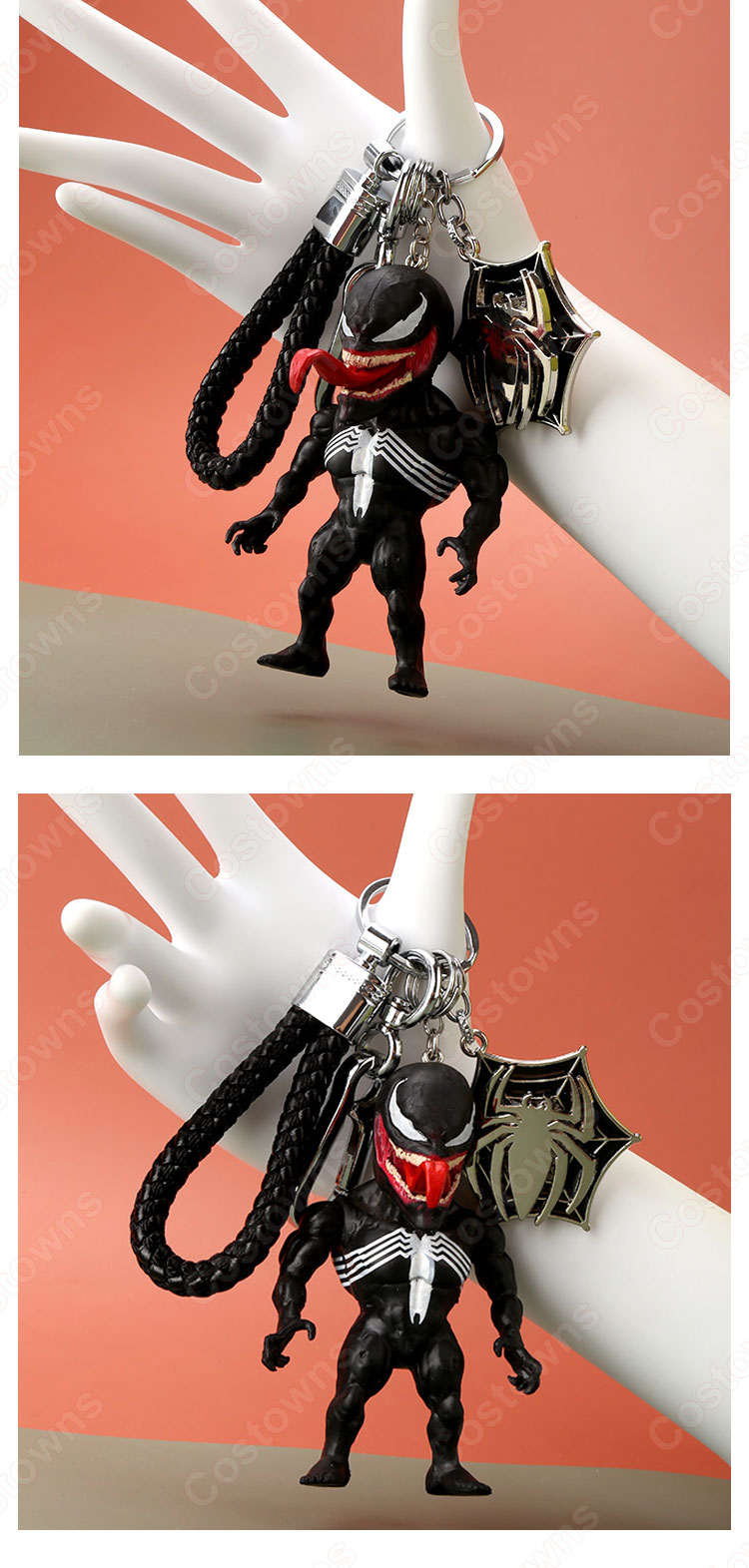 ヴェノム キーチェーン 人形 バックパックペンダントカーキーホルダー屋内ペンダントマーベル アベンジャーズ かわいい漫画アニメーションクリエイティブギフト-2