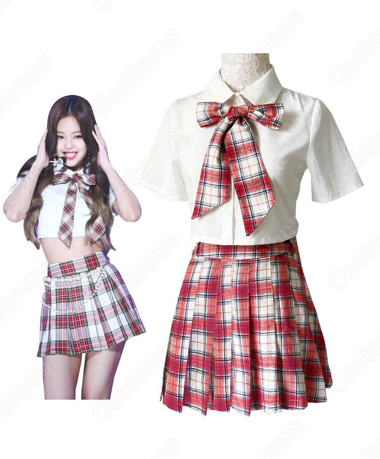 BLACKPINK コスチューム 応援団 衣装 韓国ファッション チアガール 衣装 着痩せ ダンス服 学生制服 普段着 上下セット コスプレ衣装-4