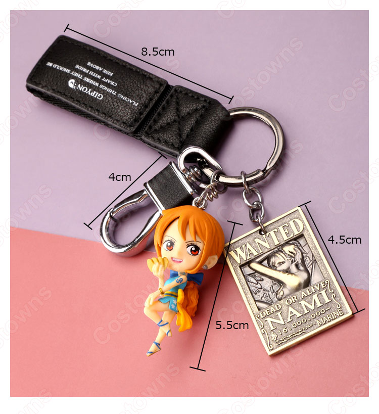 ONE PIECE キーチェーン 人形 バックパックペンダントカーキーホルダー屋内ペンダントモンキー・D・ルフィ ナミ かわいい漫画アニメーションクリエイティブギフト-1
