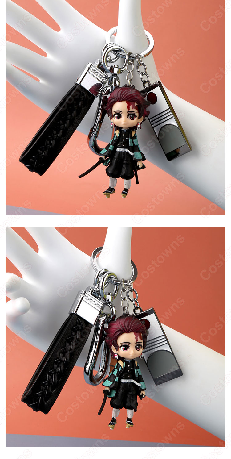 鬼滅の刃 キーチェーン 人形 バックパックペンダントカーキーホルダー屋内ペンダント竈門炭治郎（かまどたんじろう） かわいい漫画アニメーションクリエイティブギフト-2