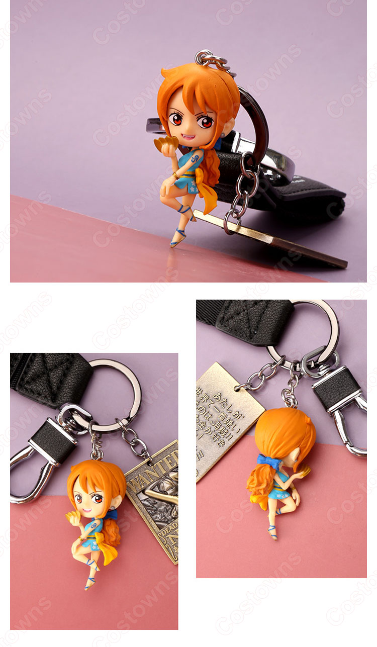 ONE PIECE キーチェーン 人形 バックパックペンダントカーキーホルダー屋内ペンダントモンキー・D・ルフィ ナミ かわいい漫画アニメーションクリエイティブギフト-3