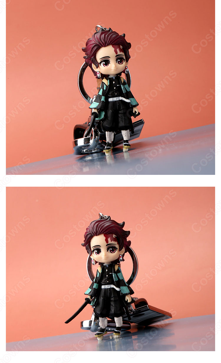 鬼滅の刃 キーチェーン 人形 バックパックペンダントカーキーホルダー屋内ペンダント竈門炭治郎（かまどたんじろう） かわいい漫画アニメーションクリエイティブギフト-4