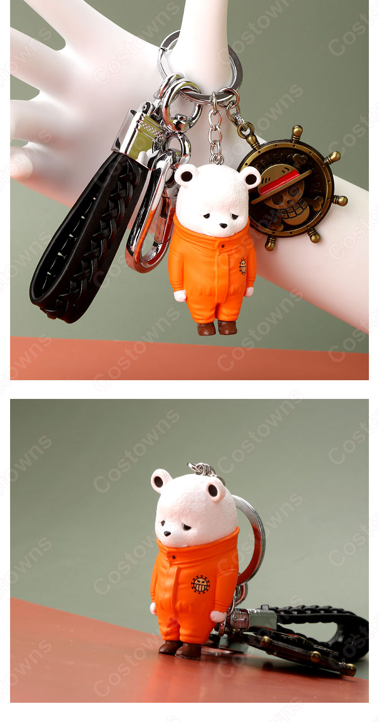 ONE PIECE キーチェーン 人形 バックパックペンダントカーキーホルダー屋内ペンダント ベポ かわいい漫画アニメーションクリエイティブギフト-4