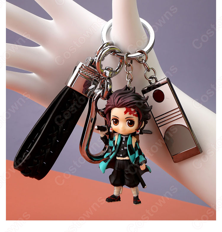 鬼滅の刃 キーチェーン 人形 バックパックペンダントカーキーホルダー屋内ペンダント竈門炭治郎（かまどたんじろう） かわいい漫画アニメーションクリエイティブギフト-5