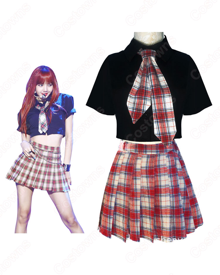 BLACKPINK コスチューム 応援団 衣装 韓国ファッション チアガール 衣装 着痩せ ダンス服 学生制服 普段着 上下セット コスプレ衣装-5