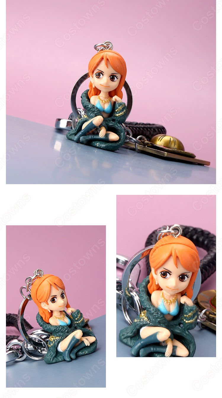 ONE PIECE キーチェーン 人形 バックパックペンダントカーキーホルダー屋内ペンダントナミ ニコ・ロビン ウソップ サンジ フランキー かわいい漫画アニメーションクリエイティブギフト-11