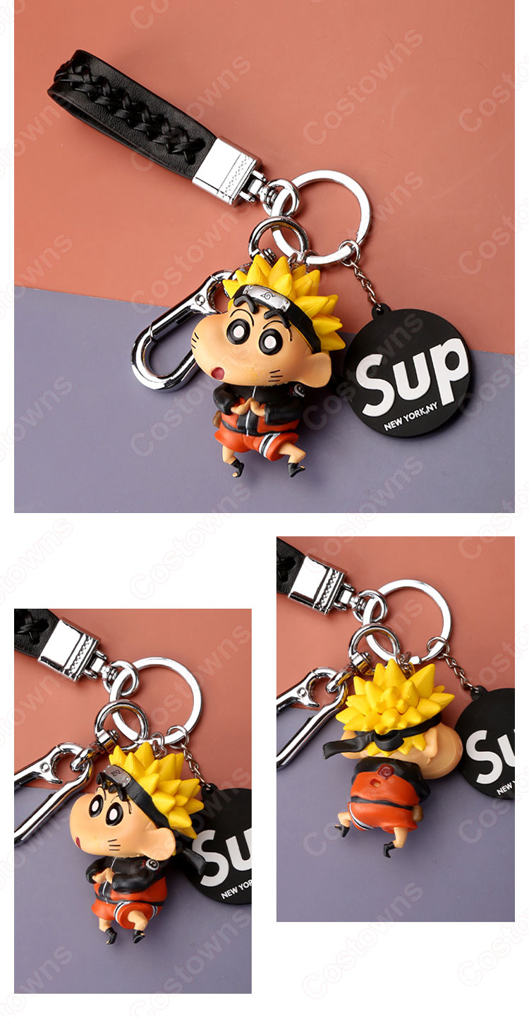 クレヨンしんちゃん キーチェーン 人形 バックパックペンダントカーキーホルダー屋内ペンダント野原しんのすけ シロ モンキー・D・ルフィ  うずまき ナルト かわいい漫画アニメーションクリエイティブギフト-5