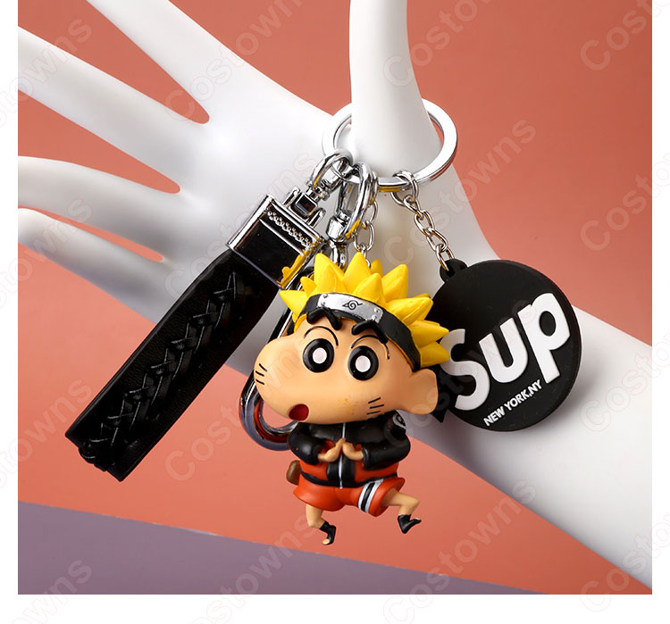 クレヨンしんちゃん キーチェーン 人形 バックパックペンダントカーキーホルダー屋内ペンダント野原しんのすけ シロ モンキー・D・ルフィ  うずまき ナルト かわいい漫画アニメーションクリエイティブギフト-4