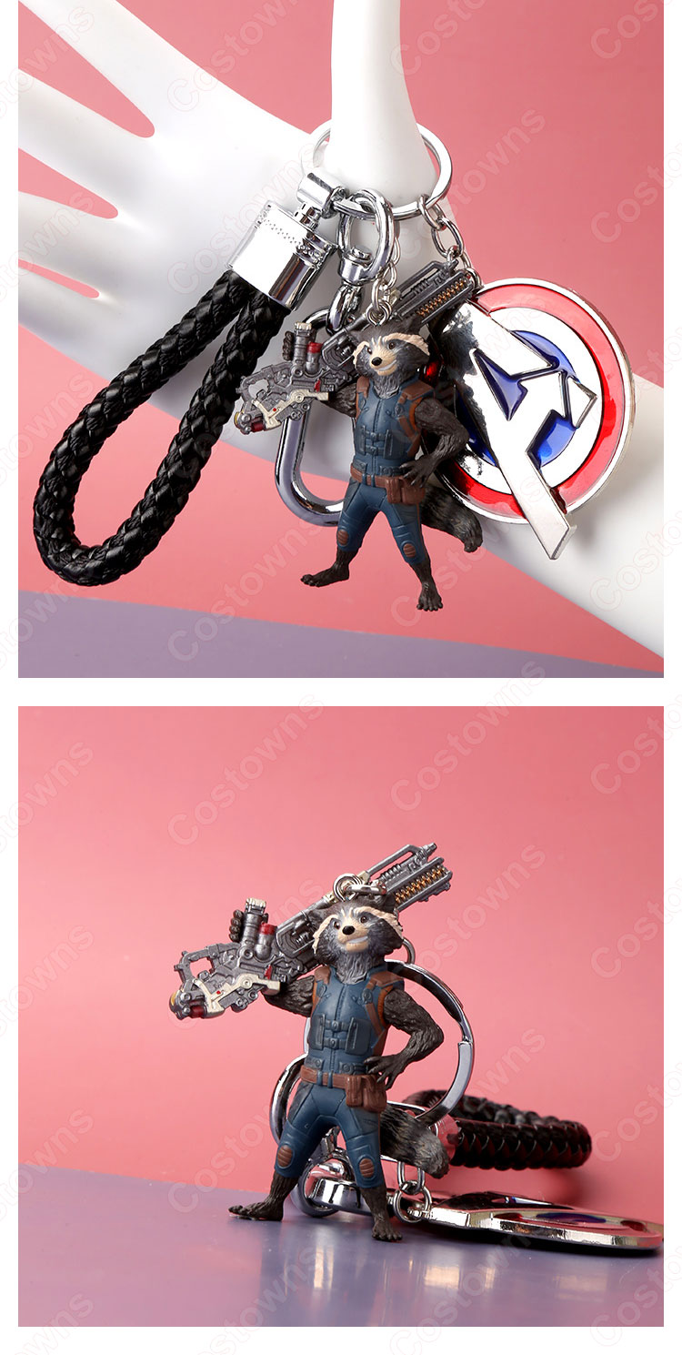 ガーディアンズ・オブ・ギャラクシー キーチェーン 人形 バックパックペンダントカーキーホルダー屋内ペンダントグルート ロケット・ラクーン かわいい漫画アニメーションクリエイティブギフト-2